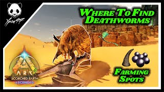 The BEST Location To Find DEATHWORMS In Scorched Earth  Best FARMING Spots  ARK Survival Ascended [upl. by Ymrots790]