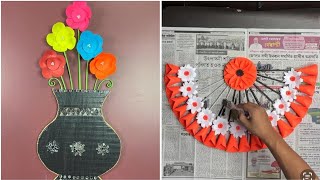 DIY Wall Decor with Paper Flowers  Easy Craft Ideas for Home Decoration [upl. by Wilkey]