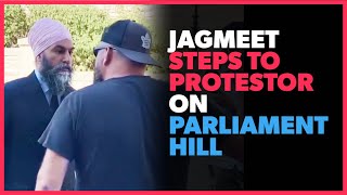 TENSIONS RISE as Jagmeet Steps to Protestor on Parliament Hill [upl. by Lucchesi]