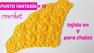 PUNTO FANTASIA CROCHET  13 en V PARA CHALES [upl. by Arracat]