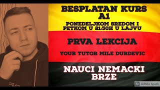 BESPLATAN KURS NEMACKOG A1 NIVO PRVA LEKCIJA [upl. by Agustin]