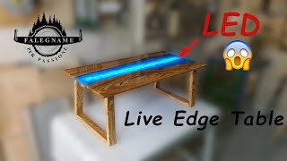 Tavolino di ulivo con resina epossidica e striscia led Live Edge Table [upl. by Benyamin]