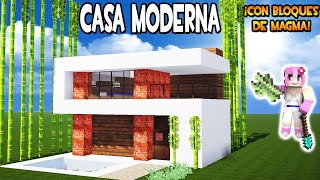 MINECRAFT CÓMO HACER UNA CASA MODERNA CON HORMIGÓN Y BLOQUES DE MAGMA  34 [upl. by Alyks]