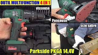 outil multifonction 4 en 1 lidl parkside pkga 144v 16v cordless combination tool akkukombigerät [upl. by Nomzzaj901]