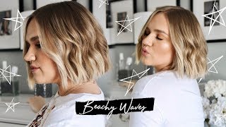 HOW I STYLE MY SHORT HAIR BEACHY UNDONE WAVES USING A STRAIGHTENER [upl. by Eseret]