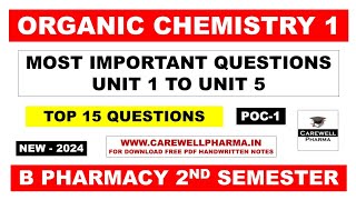 Pharmaceutical Organic Chemistry 2nd semester Important Questions  Poc 1  Carewell Pharma [upl. by Immac]