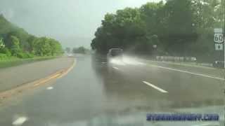 HD dashcam hydroplaning and bumping the center divider [upl. by Hayouqes]