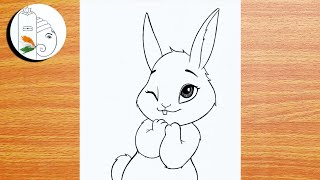 Cute Bunny Drawing   Easy Drawing  Beautiful Bunny Drawing with Pencil [upl. by Sallee]