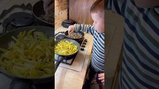 dad and son are cooking potatoes with🍄‍🟫🥔shorts [upl. by Rikki]