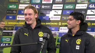 Brandt amp Dahoud im Interview Kann ich nicht beantworten BVB  Freiburg 51 [upl. by Murrah528]