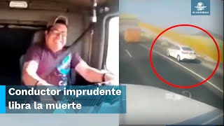 Imprudente al volante rebasa por acotamiento y termina provocando volcadura de pipa [upl. by Gavriella]