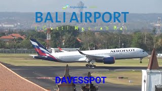 BALI PLANE SPOTTING takeoffs amp landings including Aeroflot A350 and Australian Air Force A330 [upl. by Annaesor260]