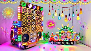 DIY Mini Dj Navratri Durga Pooja Dj Truck Light Decoration Gadi Wala Dj Gauri Ganesh Murti Visarjan [upl. by Finnie]