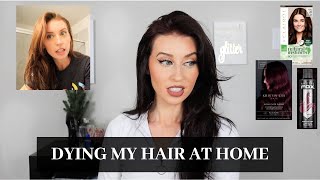 DYEING MY HAIR AT HOME DARK HAIR  Easy and Affordable  Semi Permanent  Clairol Natural Instincts [upl. by Arah435]