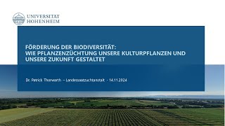 Förderung der Biodiversität Thorwarth Universität Hohenheim [upl. by Isador]