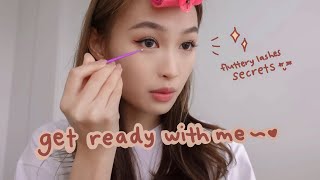 soft glam look  lash routine  GRWM 😸💕 [upl. by Siurtemed317]