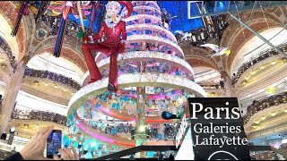 Paris France 🇨🇵  Christmas walk in Paris  Galeries Lafayette  4K HDR 60 fps [upl. by Ettenav758]