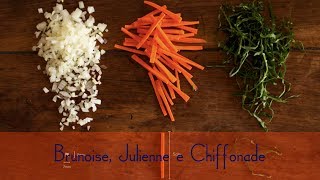 Cortes de vegetais brunoise julienne e chiffonade [upl. by Gilba631]