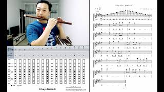 E key dizi flute basic notes scale finger chart and numberstaff notation Dan Tang [upl. by Dermott]