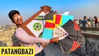 Kite Fighting And Cutting🔥 PatangBazi Desi kite Cutting Basant Uttrayan Kite Flying 2023 [upl. by Diane167]