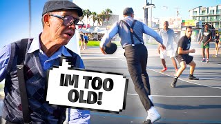 GRANDPA CAN HOOP Old man prank vs TRASH TALKERS [upl. by Ateuqirne]