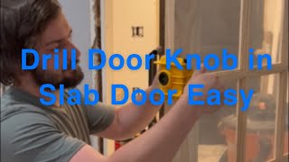 How to drill door knob and mortise latch plate for slab door [upl. by Anialad]