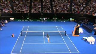 Federer vs Tsonga Amazing Match Point  Australian Open 2014 [upl. by Nahtnanhoj]