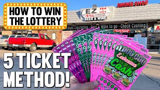 How to Win the Lottery 💰 5 TICKET METHOD 🔴 Fixin To Scratch [upl. by Islek268]