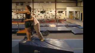 CASSY  First Backhandspring on Cheese Mat with Tutorial  Gymnastics Tumbling Cheer Cheerleading [upl. by Anorahs830]