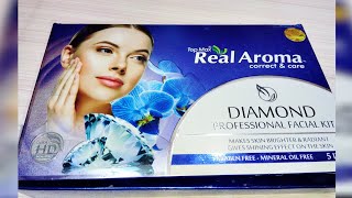 Real Aroma Dimond Facial kit ReviewHONEST REVIEW saloon facial kit Good👍or Bad👎beauty youtube [upl. by Leasim]