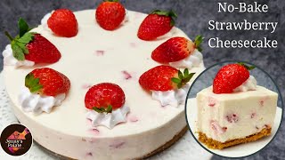 Easy No Bake Strawberry Cheesecake Recipe Without Gelatin  No Bake Cheesecake Recipe  Cheesecake [upl. by Isidor313]