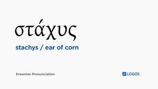 How to pronounce Stachys in Biblical Greek  στάχυς  ear of corn [upl. by Arocahs619]