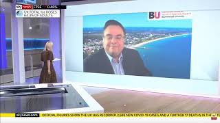 Professor Dimitrios Buhalis interview on SKY NEWS 27th April 2021 on restart tourism in Greece [upl. by Idnaj]