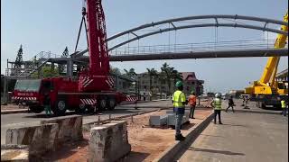 Installation of footbridge in Takoradi to ensure the safety and comfort of pedestrians underway [upl. by Eadnus138]