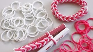 TUTO  bracelet tressé élastique avec deux crayons ou deux doigts en Français [upl. by Yllus]