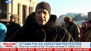 Coverage of quotFreedom Convoyquot demonstrations as Ottawa police arrest protesters  WATCH [upl. by Leler]