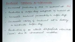 Sulphonamides Resistance chemotherapy pharmacology sulphonamide [upl. by Nadabb779]