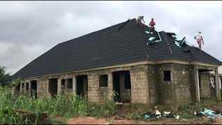 EDO Benin Price Of Stone Coated Roofing Sheets Shingles Black With Aluminum Parapet In Benin City [upl. by Arlie720]