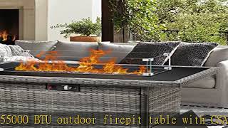 Vakollia Propane Fire Pit Table44 Inch 55000 BTU Outdoor Gas Fire Pit Rectangular with Glass Wind [upl. by Elehcin]