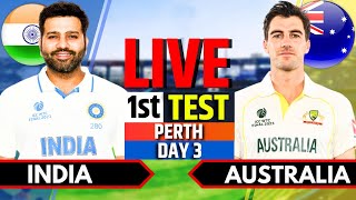 India vs Australia 1st Test Day 3  IND vs AUS Live Match  Live Cricket Match Today 2nd Session [upl. by Harrison]