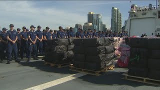 Coast Guard offloads 335 million in cocaine seized from smuggling vessels [upl. by Maris]