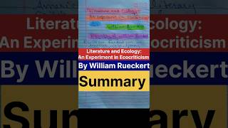 Literature and EcologyAn Experiment in Ecocriticism by William Rueckert Summaryviralugcnetnotes [upl. by Arob]