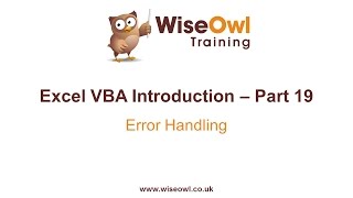 Excel VBA Introduction Part 19  Error Handling On Error Resume GoTo [upl. by Rosenkranz]