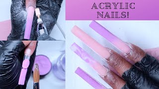 DIY ✰ HOW TO FRENCH BLING 💎 NAILSOmbre Colored Acrylic Nails 101 101 [upl. by Ymmij]