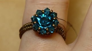 Sidonias handmade jewelry  Swarovski Solitaire beaded ring [upl. by Melisandra17]