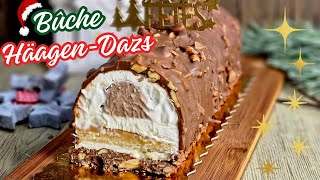 RECETTE  Bûche glacée HäagenDazs Bûche de Noël originale sur votre table LACHOUFAMILY [upl. by Bekha]