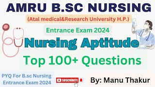 Nursing Aptitude Questions For Bsc Nursing Entrance ExamAMRU HP BSc Nursing PYQsPpmet exam [upl. by Remled]