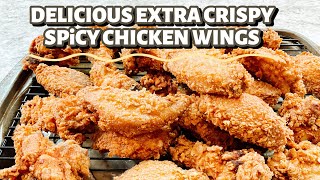 Delicious Extra Crispy Spicy Chicken Wings Recipe [upl. by Allegra]