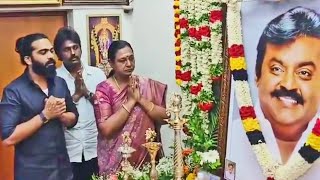 Simbu Went to Vijayakanth house and offered his condolence to the family  STR About Captain [upl. by Lacram]