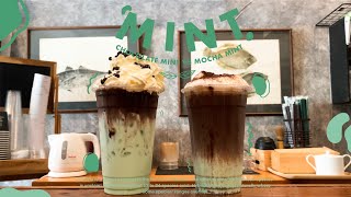 ☀️🌱🍫 CHOCO MINT VS MOCHA MINT ☕️💫 Ep 29 🍰🍫Lamington Cake🍓🥥 cafevlog คาเฟ่vlog 카페브이로그음료제조 [upl. by Fanchon]